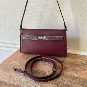 LEATHER INSIDE & OUT | Wine Red 27 Long KL Elan Bag Belted Convertible S11